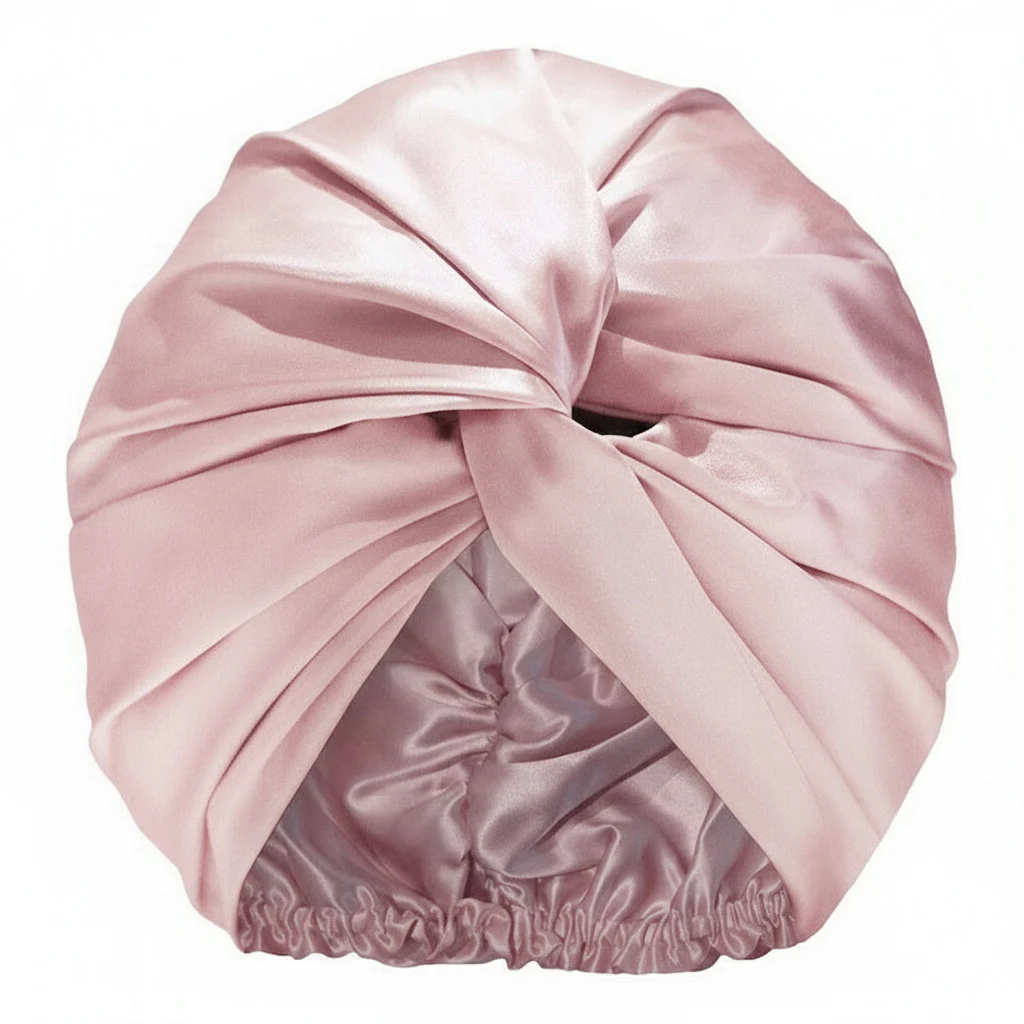 Long Hair Mulberry Silk Bonnet - Blush Pink