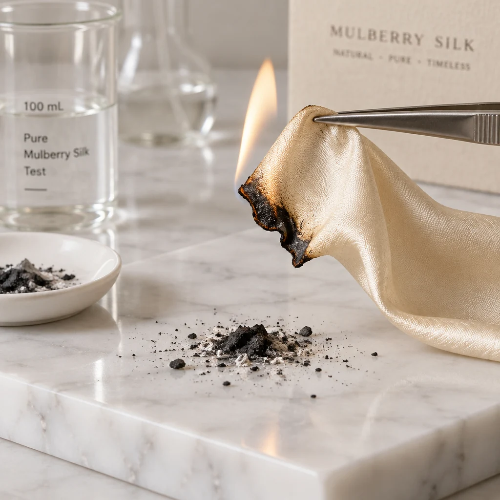 Illustration of a silk swatch burn test